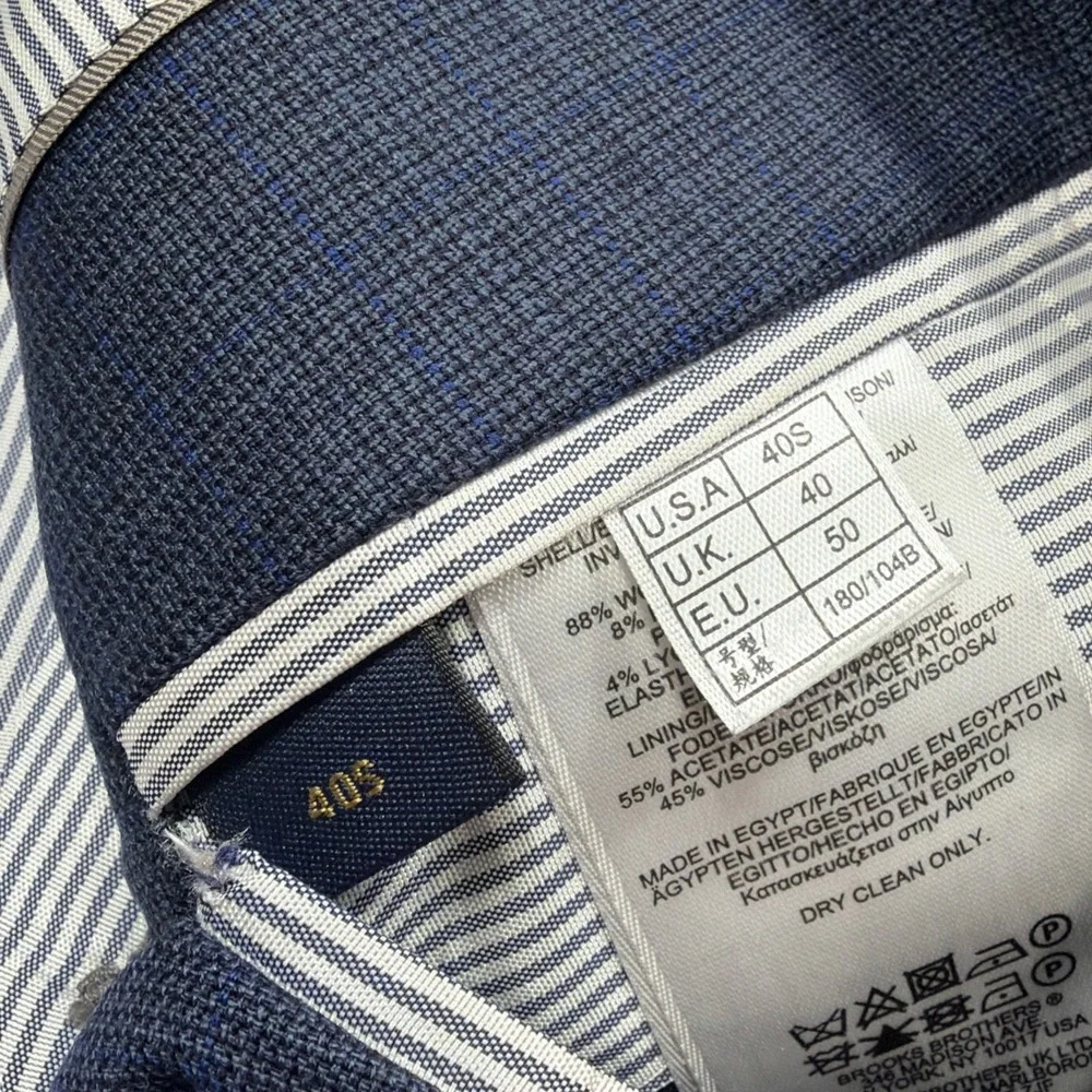 Brooks Brothers Blazer Mens 40S Short Blue Check Patterned Explorer Regent Fit